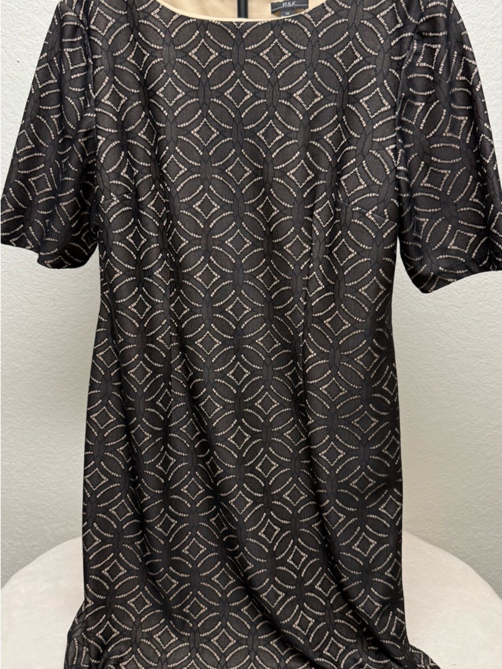 R&K Black Dress with Gold Geometric Cutouts